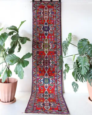 Vintage Kurdish Herki Runner Rug 2'10"x12'2"