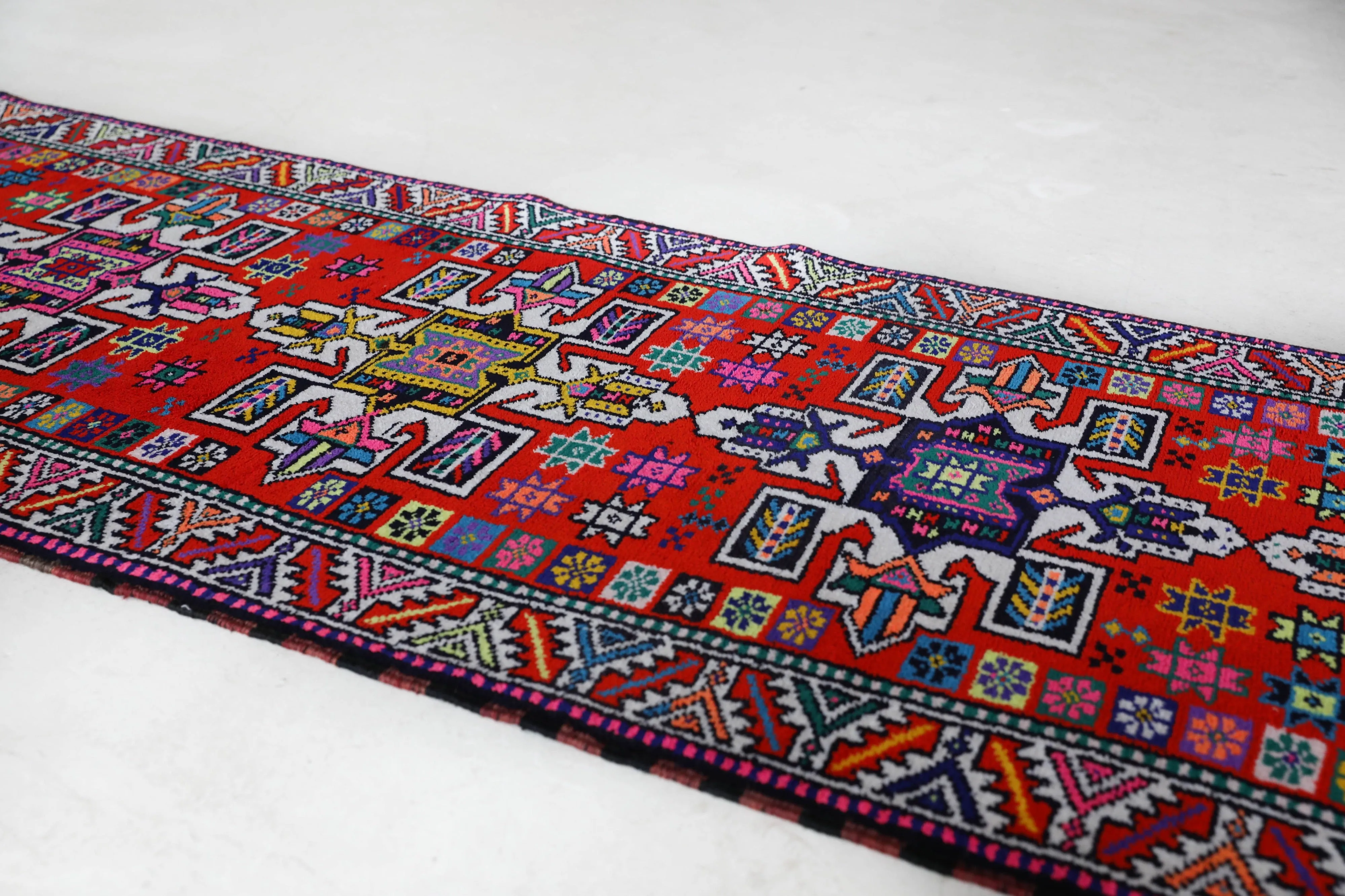 Vintage Kurdish Herki Runner Rug 2'10"x12'2"