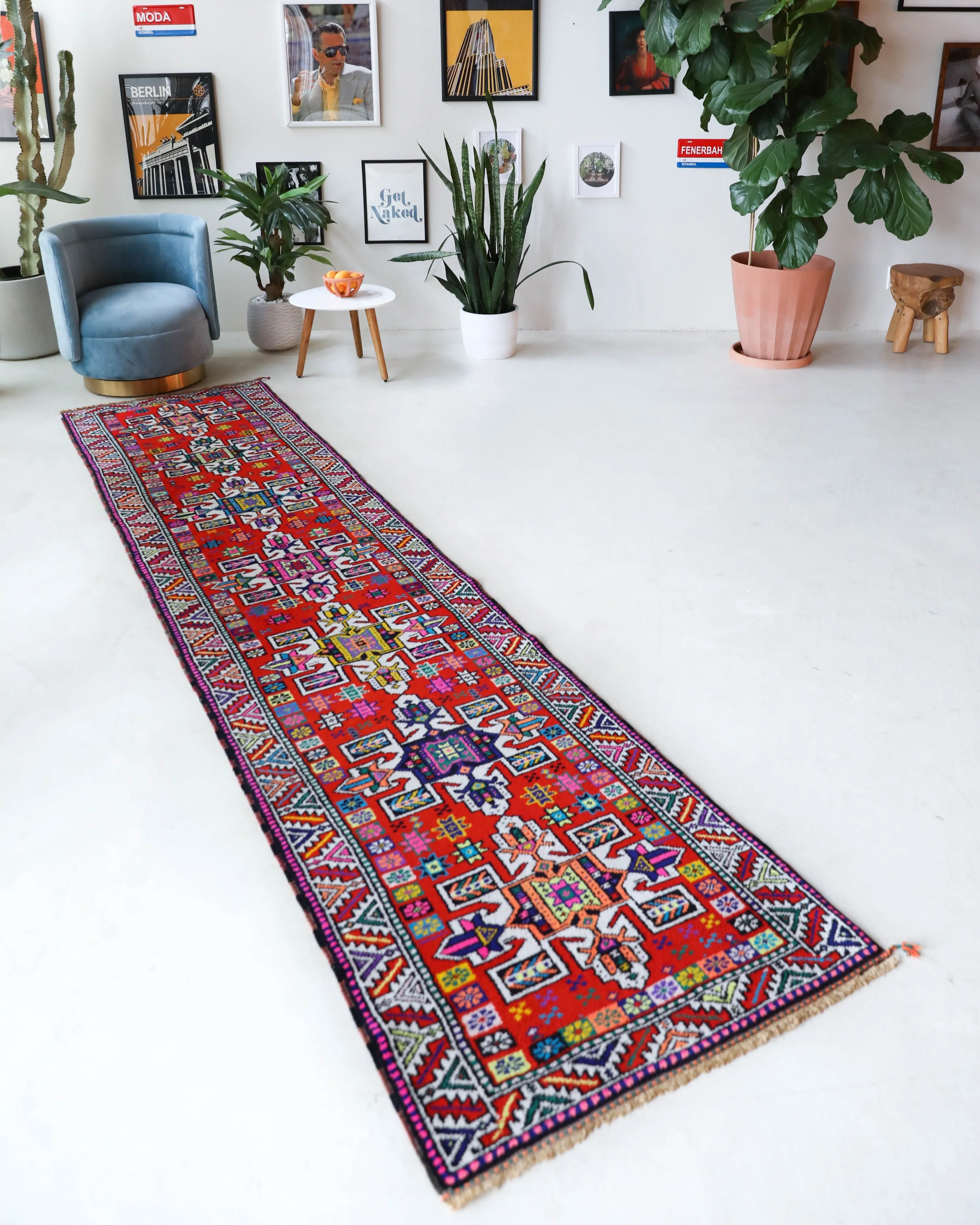 Vintage Kurdish Herki Runner Rug 2'10"x12'2"