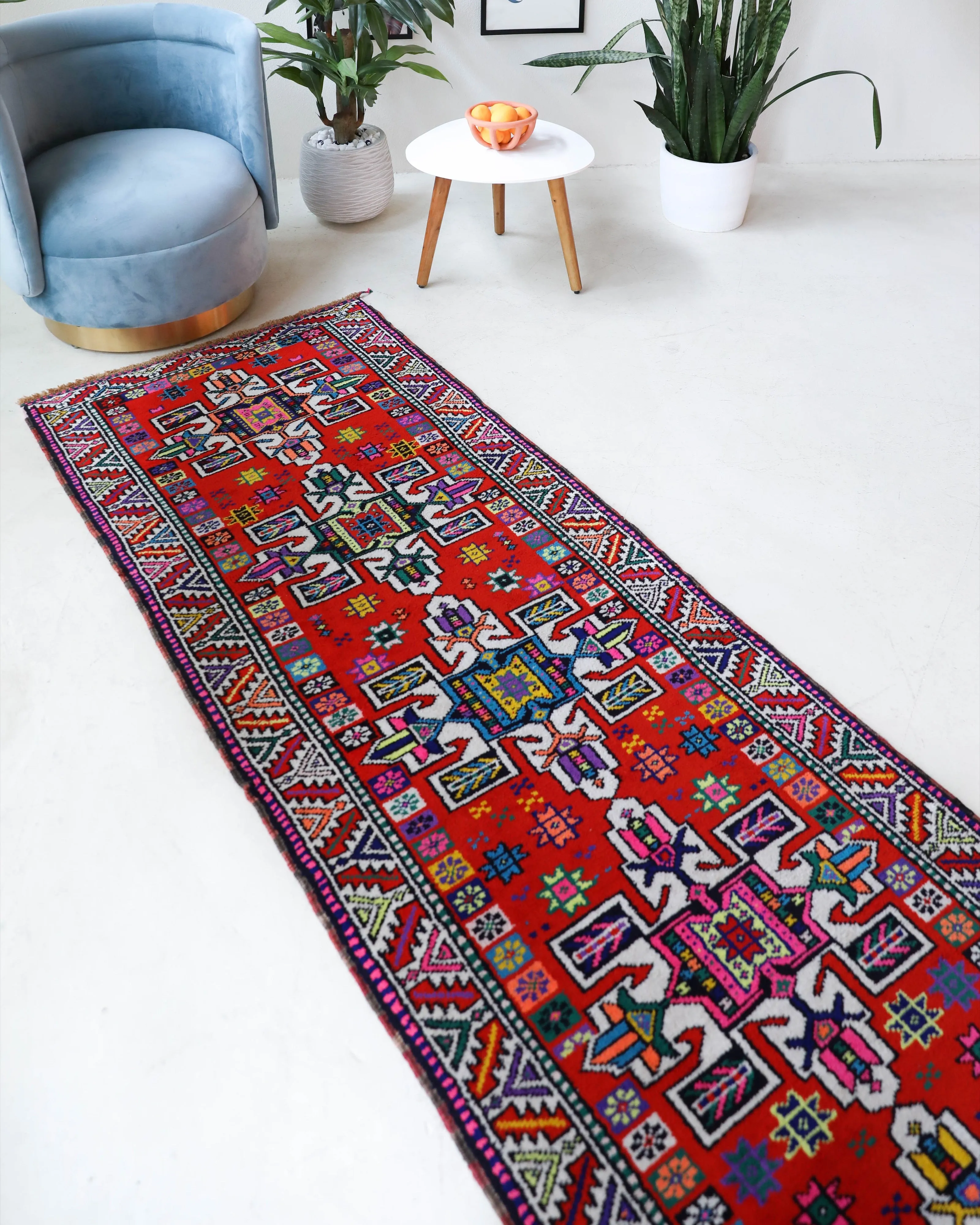 Vintage Kurdish Herki Runner Rug 2'10"x12'2"
