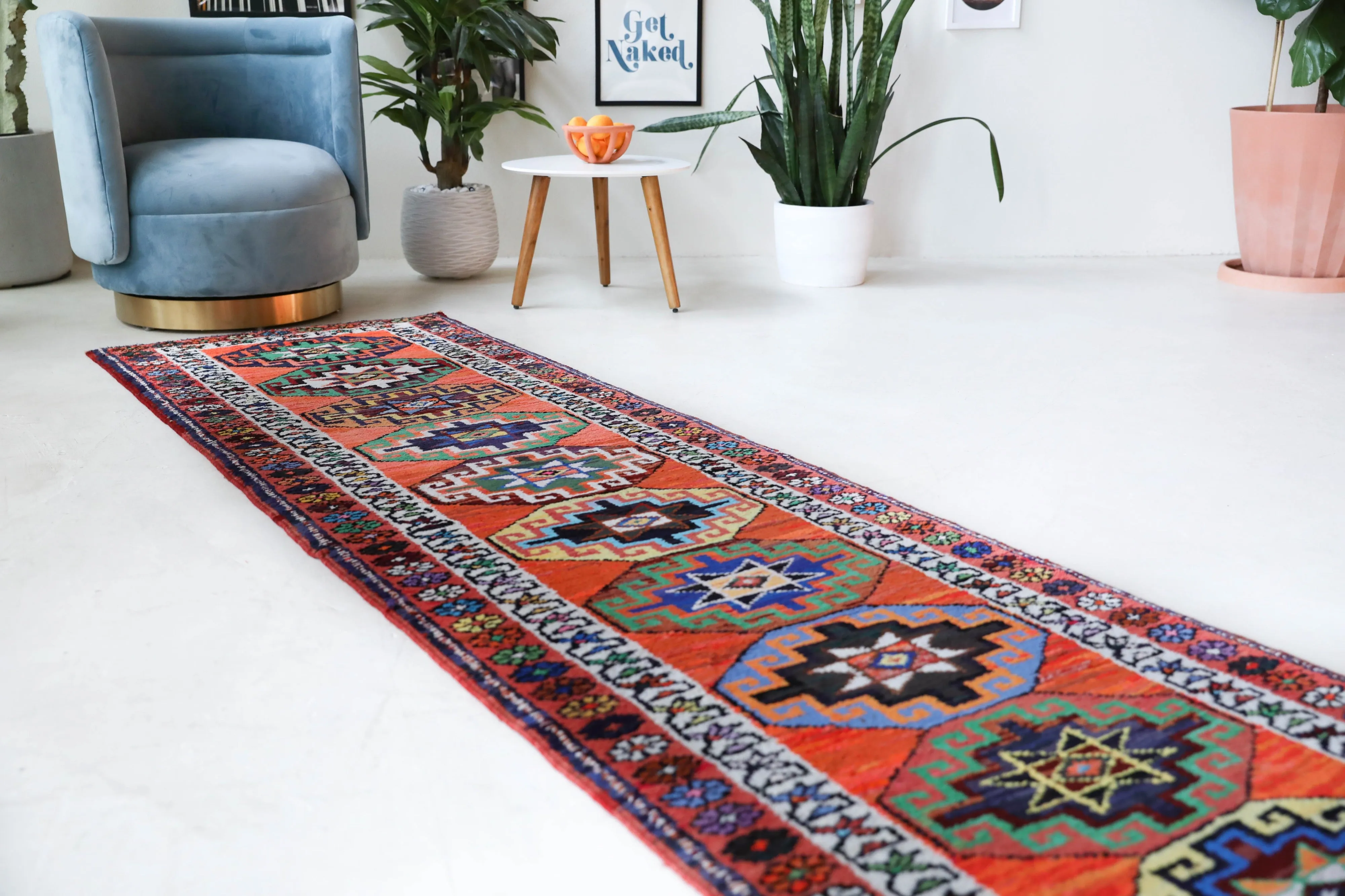 Vintage Kurdish Herki Runner Rug 2'9"x13'