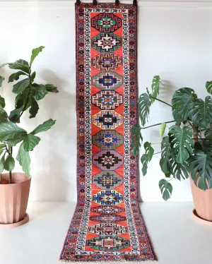 Vintage Kurdish Herki Runner Rug 2'9"x13'