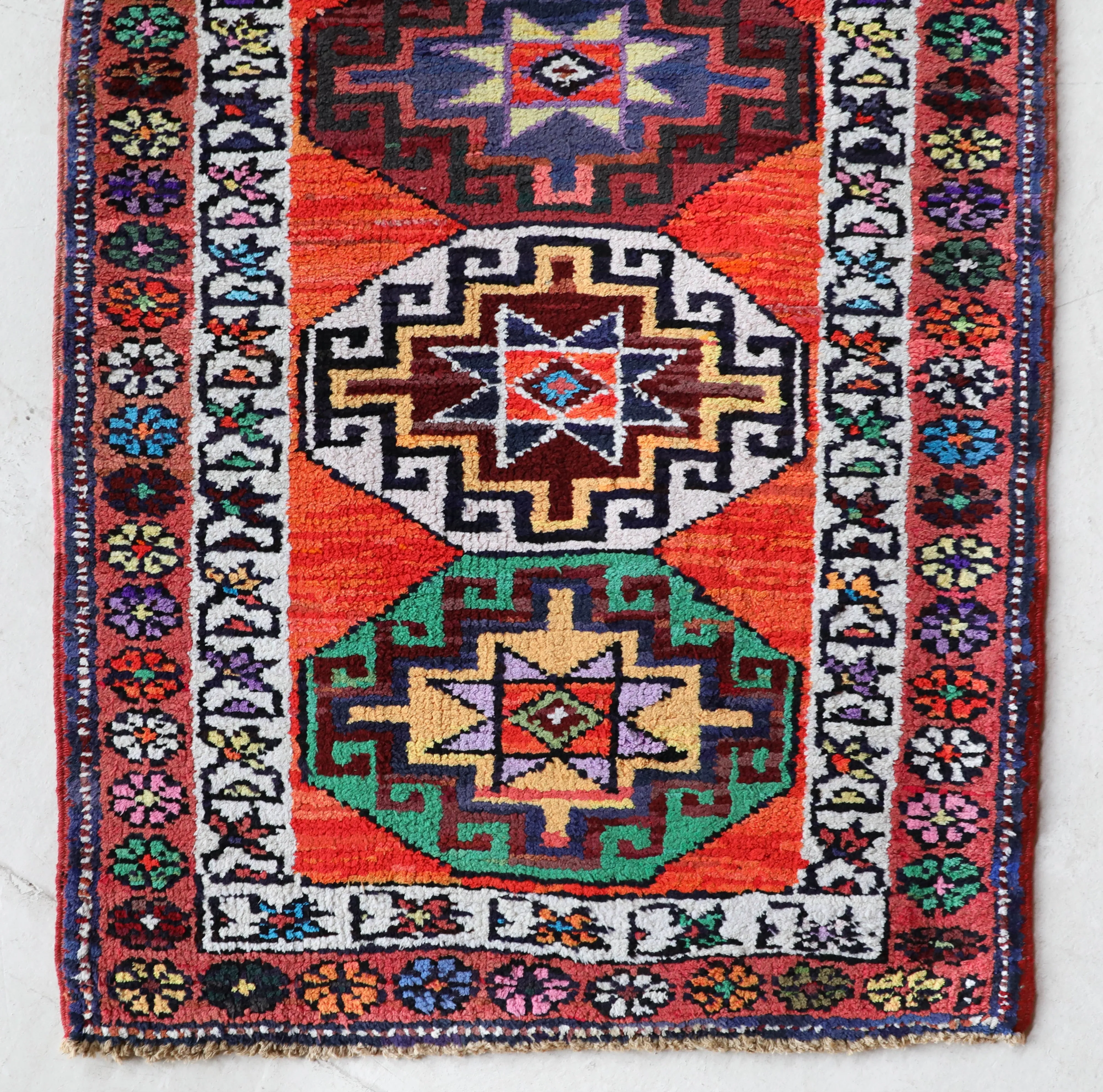 Vintage Kurdish Herki Runner Rug 2'9"x13'