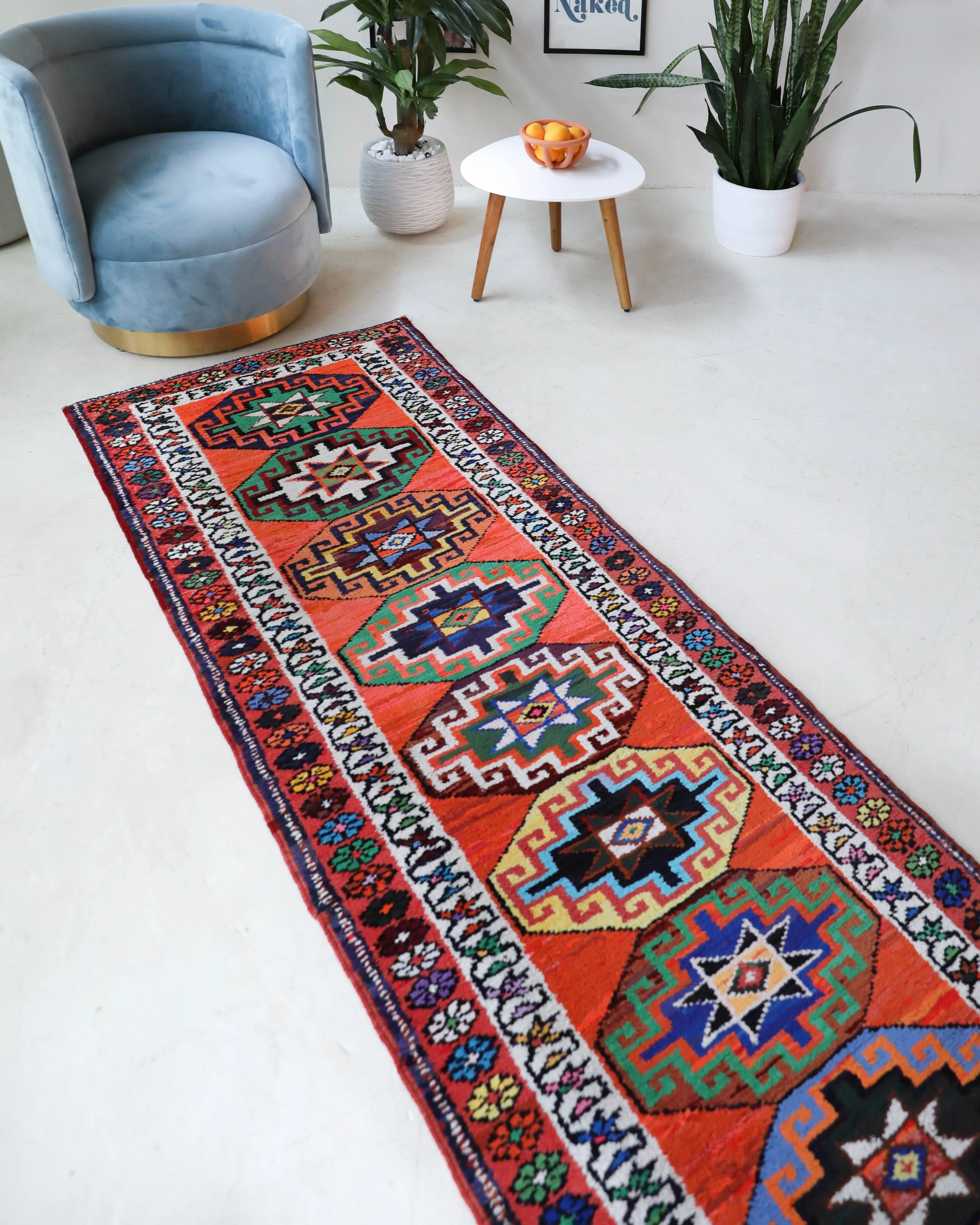 Vintage Kurdish Herki Runner Rug 2'9"x13'
