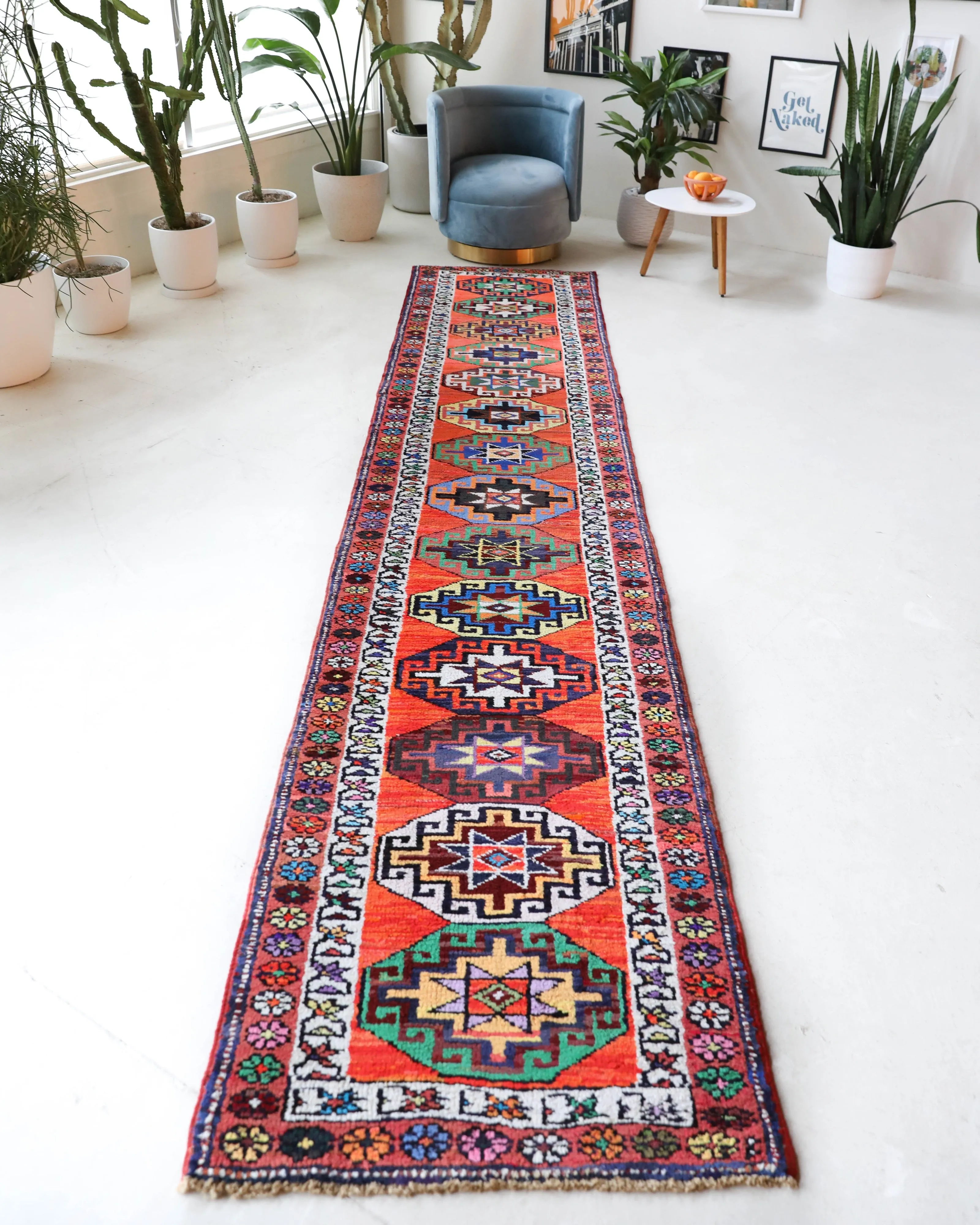 Vintage Kurdish Herki Runner Rug 2'9"x13'