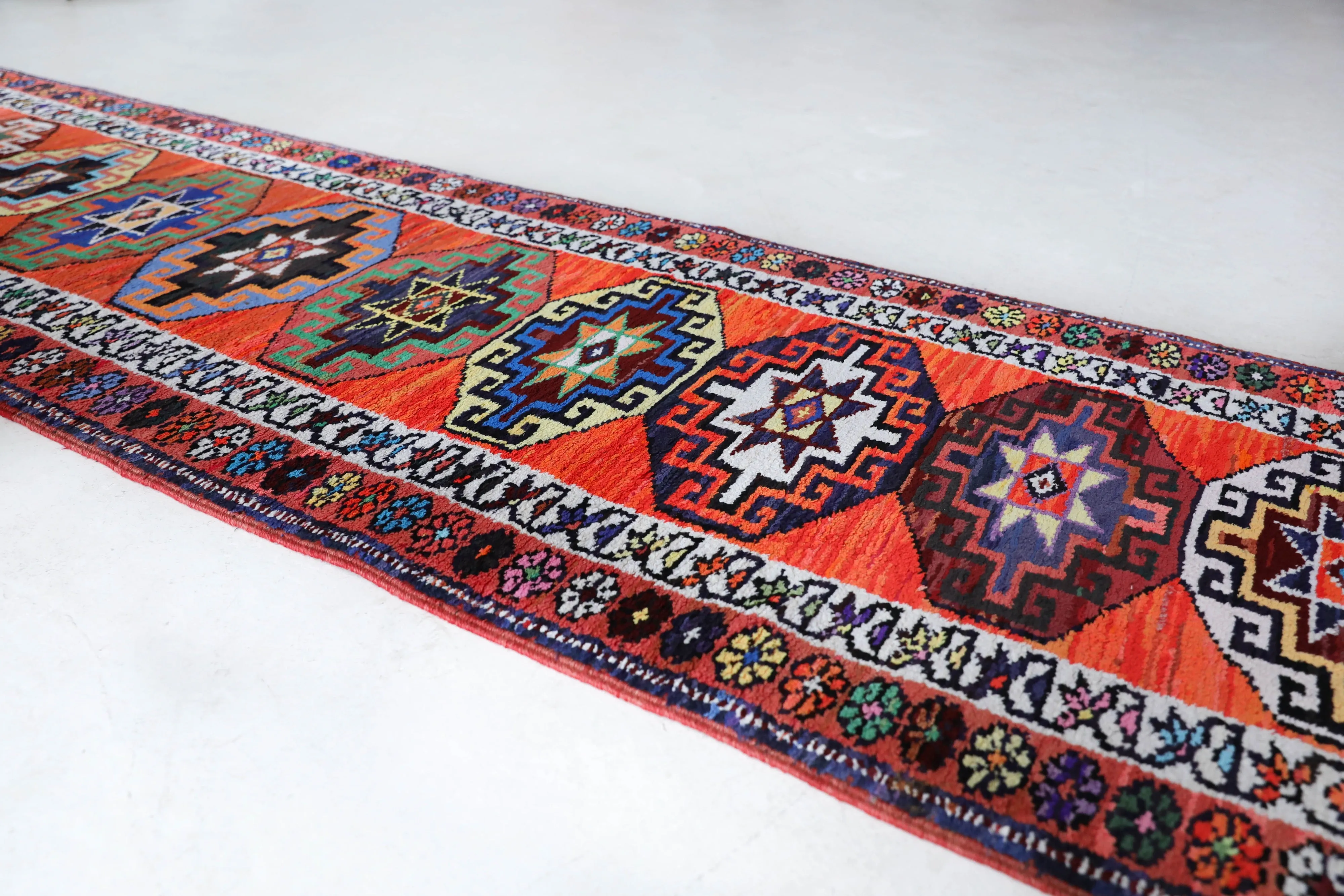Vintage Kurdish Herki Runner Rug 2'9"x13'
