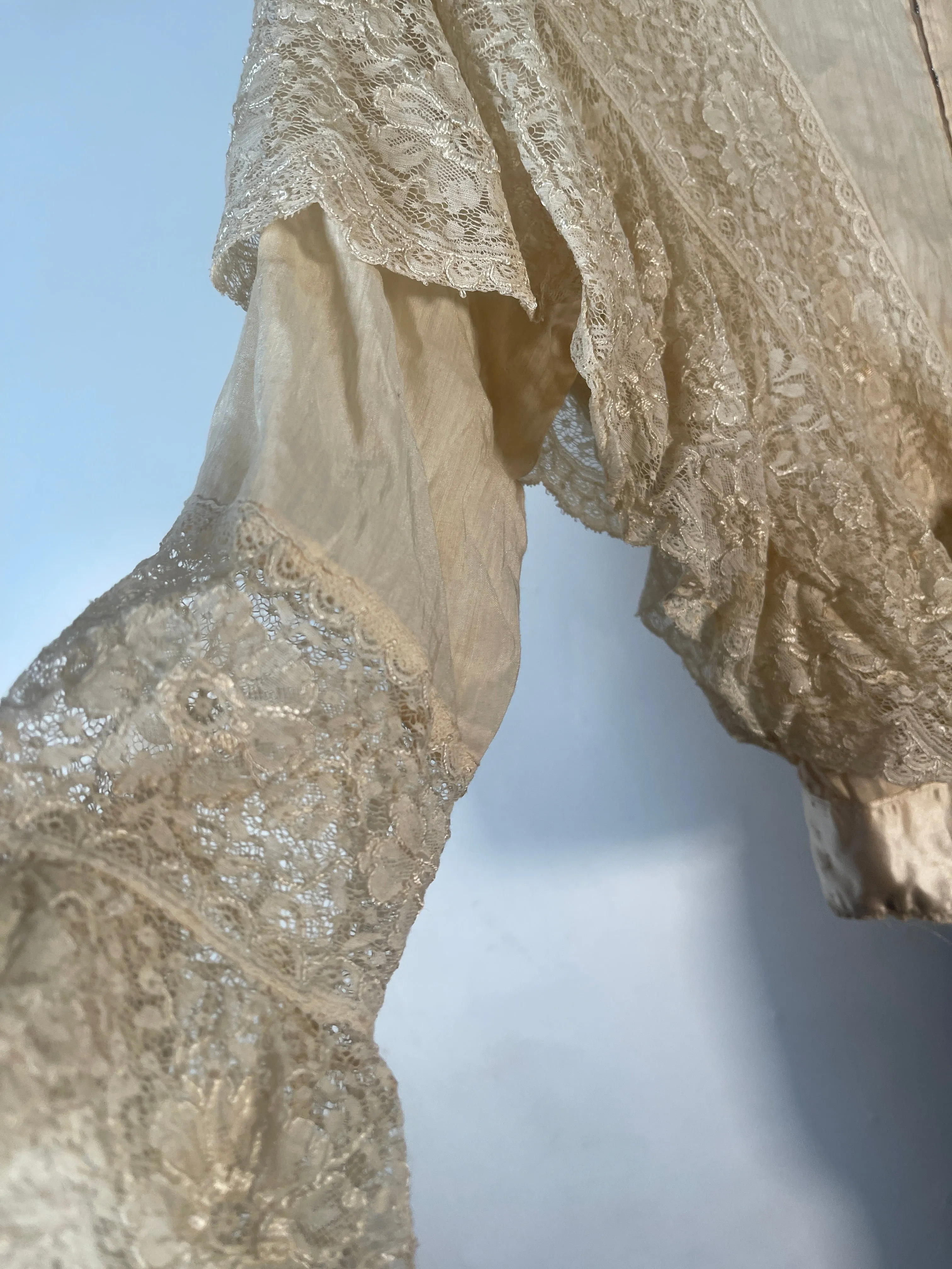 VTG Victorian Lace & Cotton Bodice Top Blouse