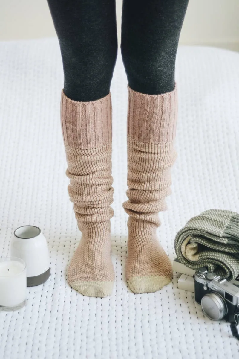 Warm & Soft Open Work Knit Lounge Socks