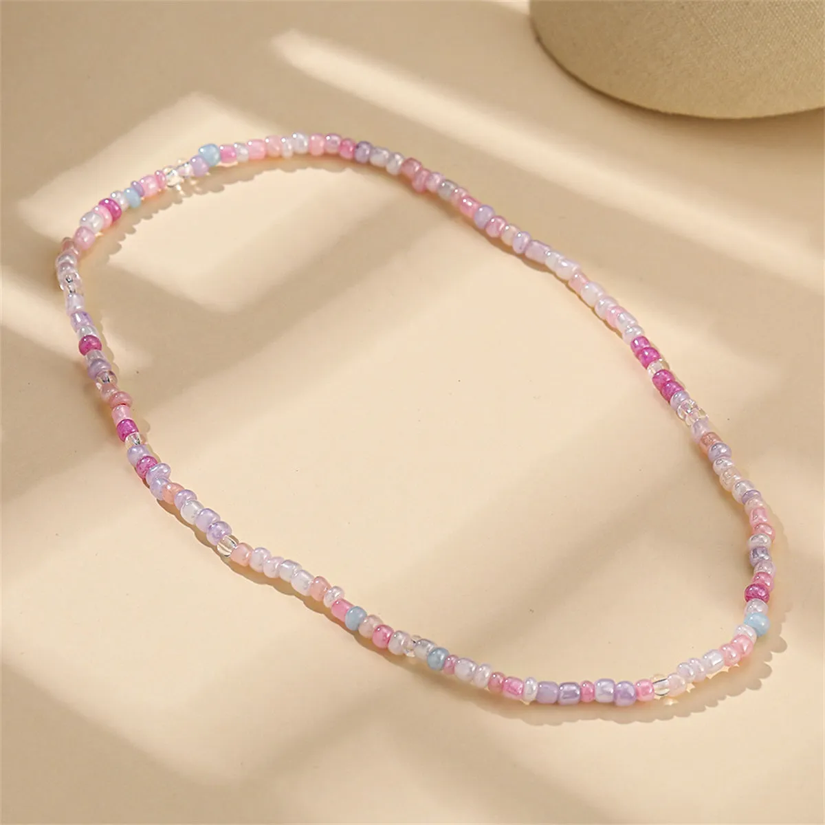 White & Multicolor Teal Howlite & Acrylic Stretch Necklace