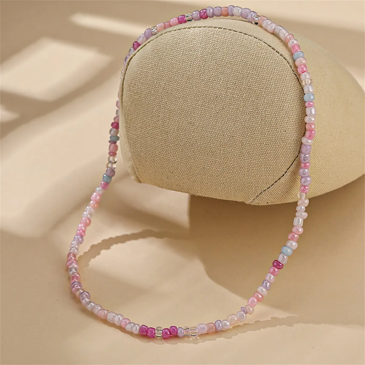 White & Multicolor Teal Howlite & Acrylic Stretch Necklace