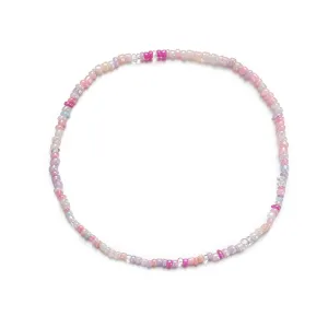 White & Multicolor Teal Howlite & Acrylic Stretch Necklace