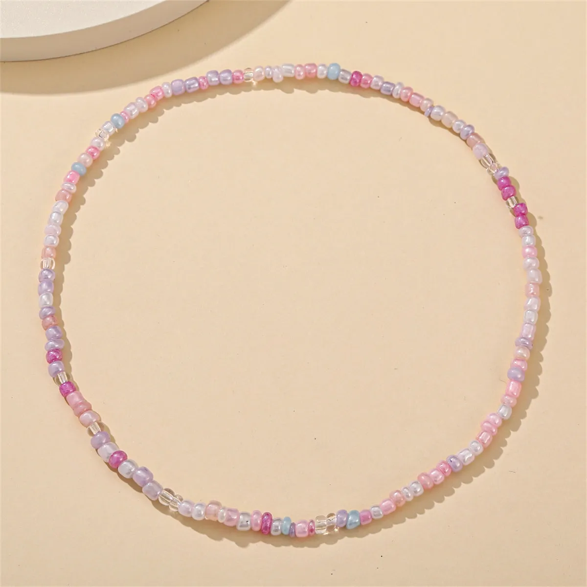 White & Multicolor Teal Howlite & Acrylic Stretch Necklace