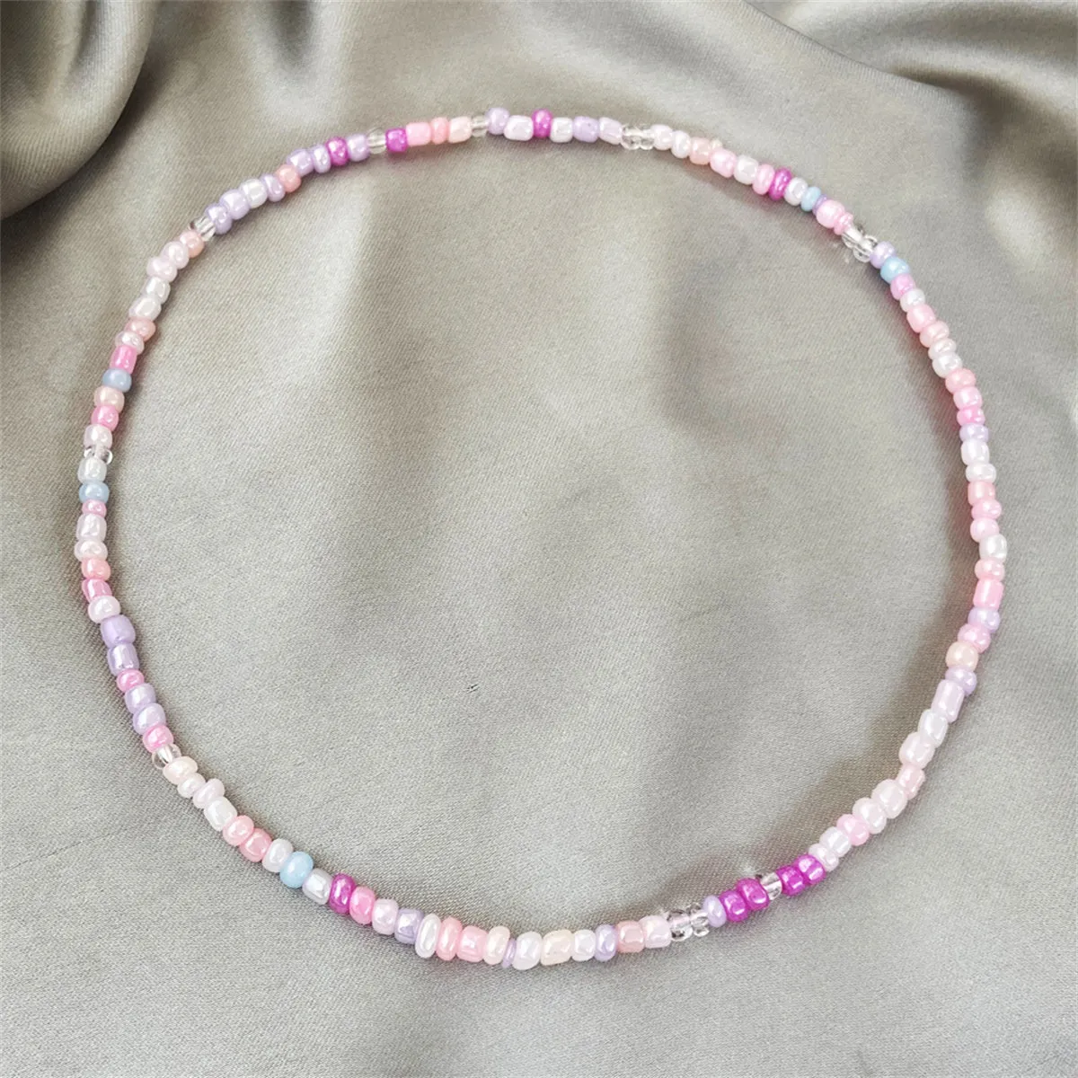 White & Multicolor Teal Howlite & Acrylic Stretch Necklace