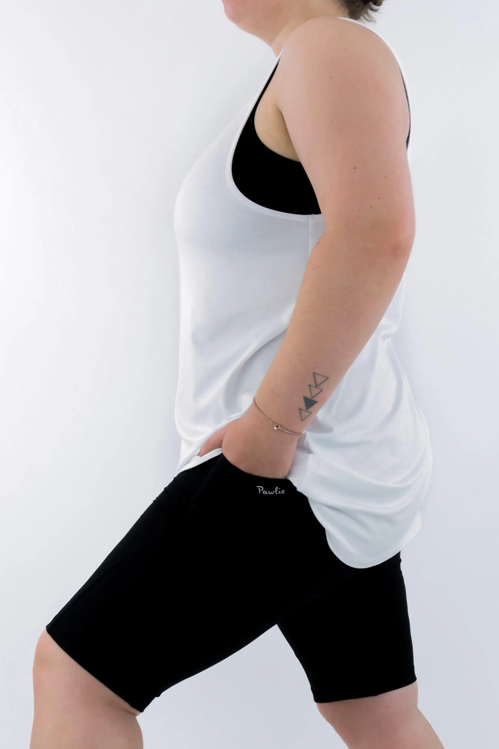 White - Long Tank Top - V-neck - Sleeveless