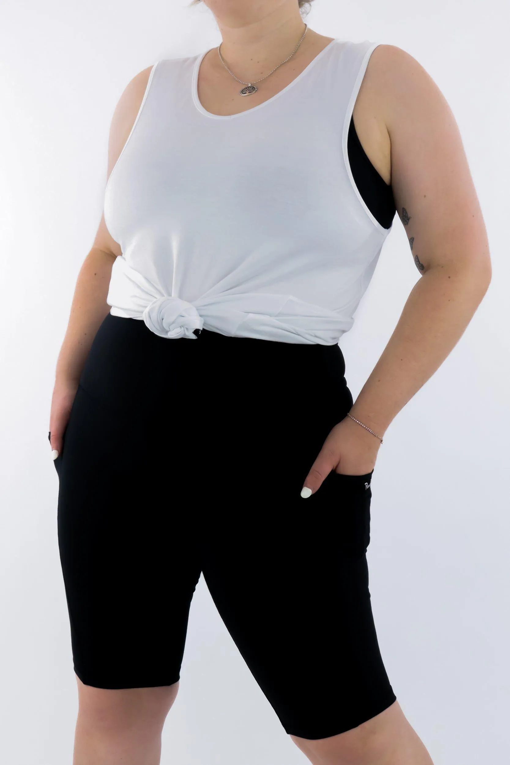 White - Long Tank Top - V-neck - Sleeveless