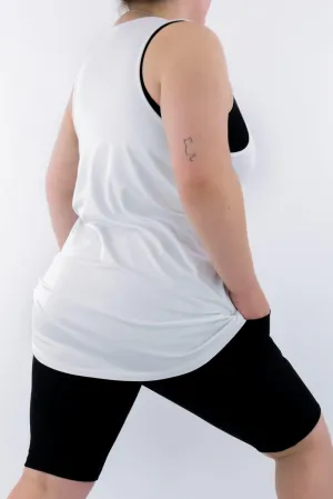 White - Long Tank Top - V-neck - Sleeveless