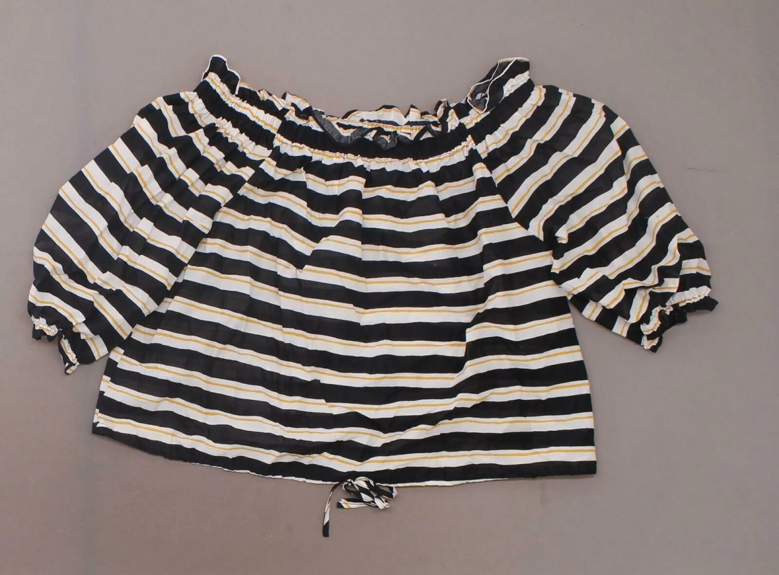 Who What Wear Women's Striped Off the Shoulder Bardot Top Black Multi XL