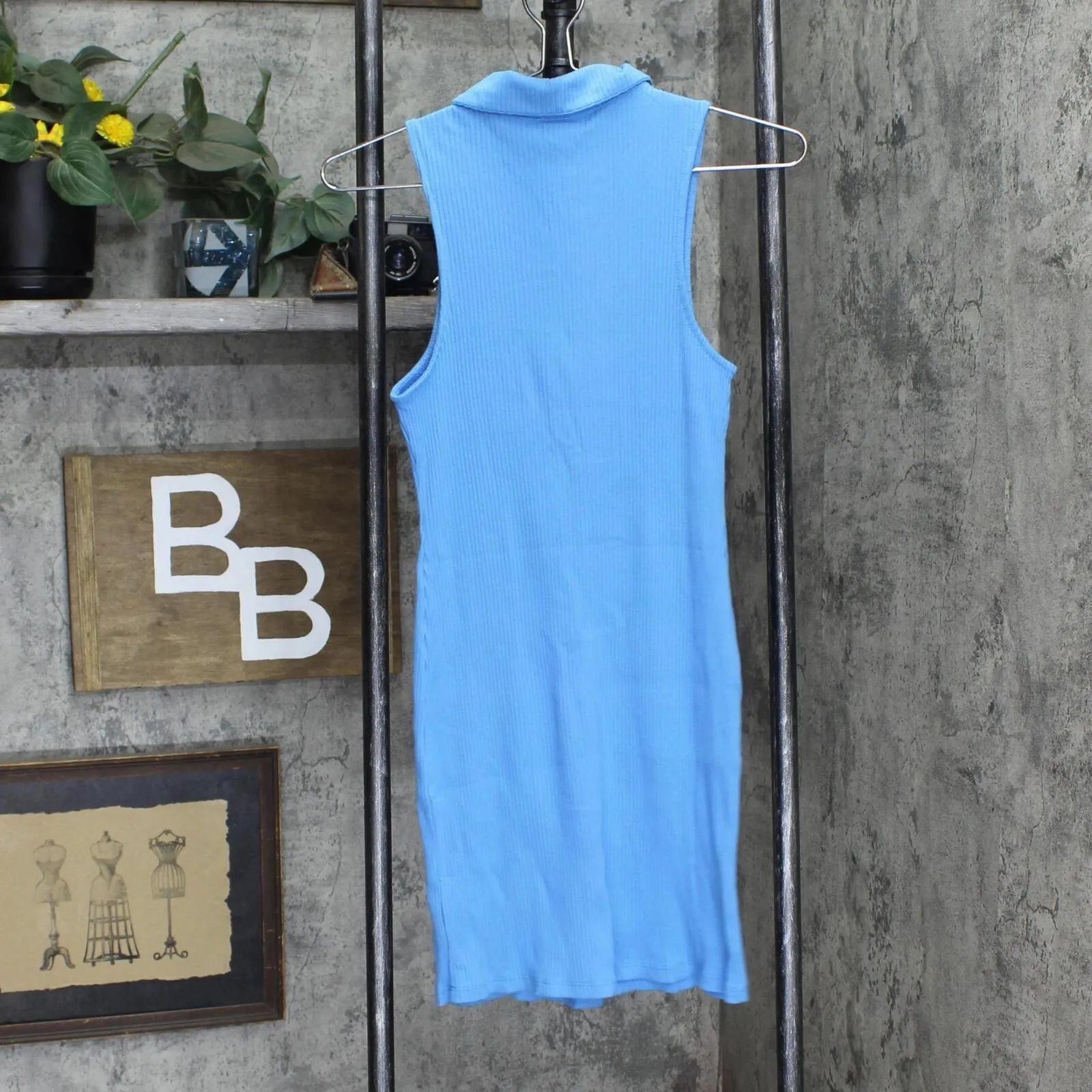 Wild Fable Women's Sleeveless Zip-Front Bodycon Polo Dress 84662047 Azure Blue M