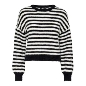 Women's Black Striped Long Knit Sweater