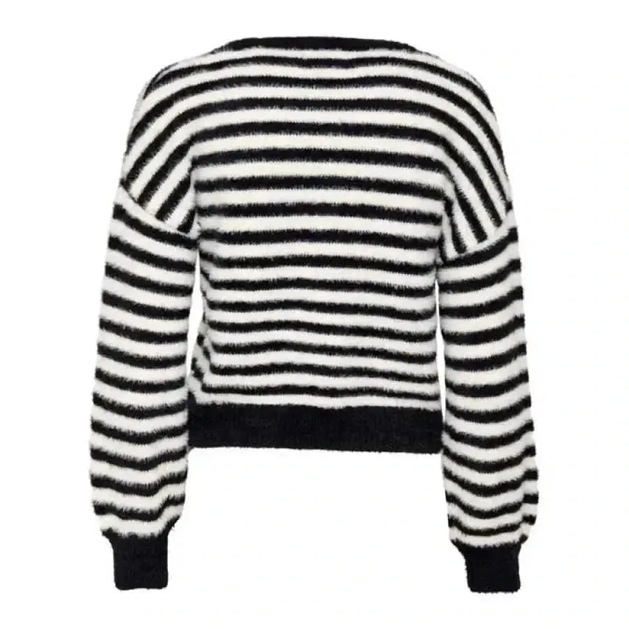 Women's Black Striped Long Knit Sweater