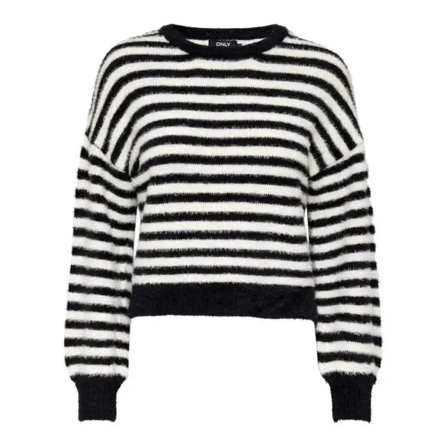 Women's Black Striped Long Knit Sweater