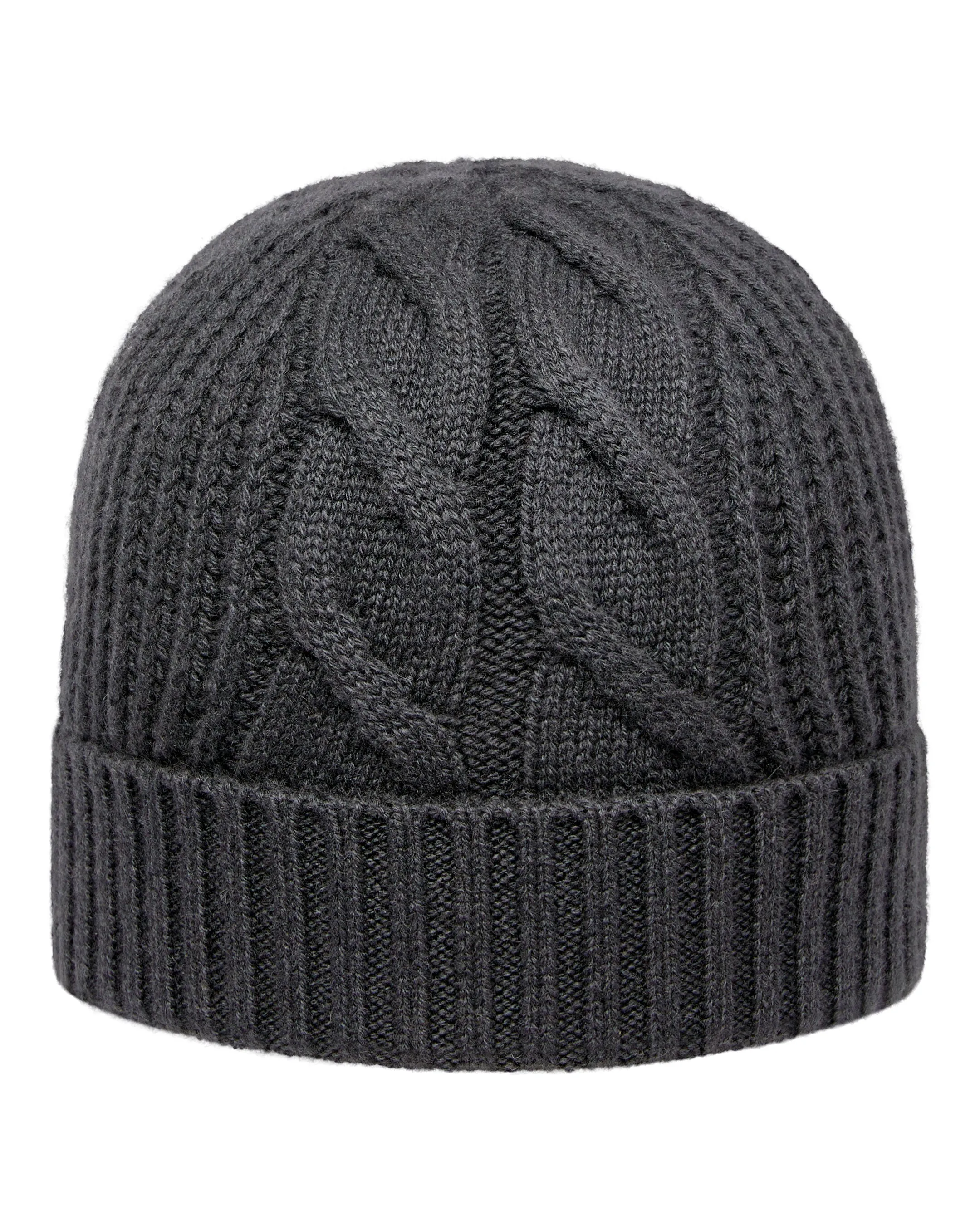 Women's Cable Rib Cashmere Hat Anthracite Grey