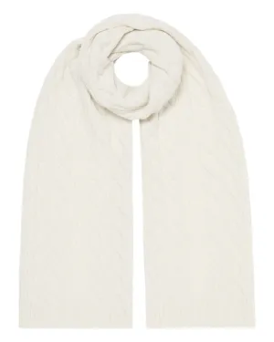 Women's Cable Rib Cashmere Scarf With Lurex Snow Grey Sparkle