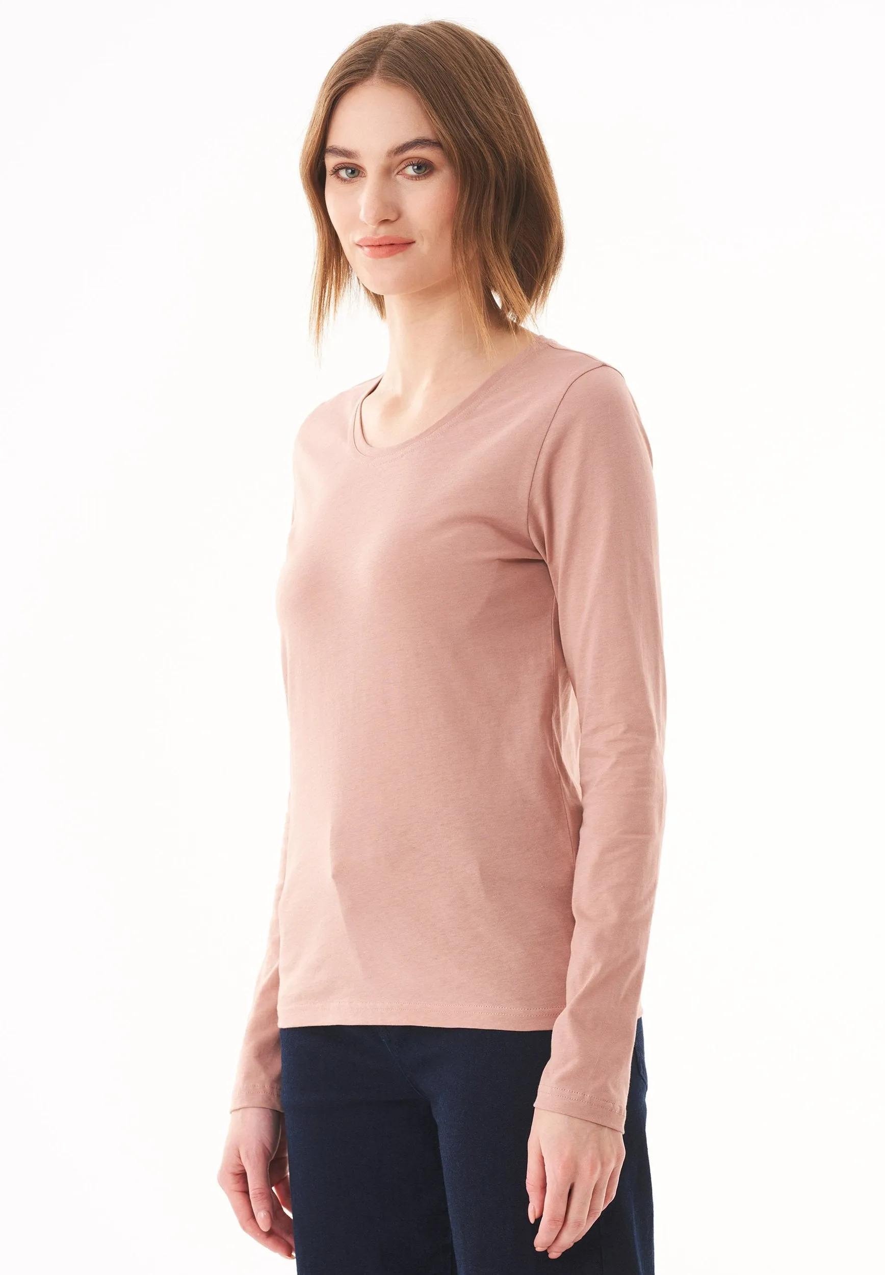 Women's Casual Long-Sleeved T-Shirt Misty Rose