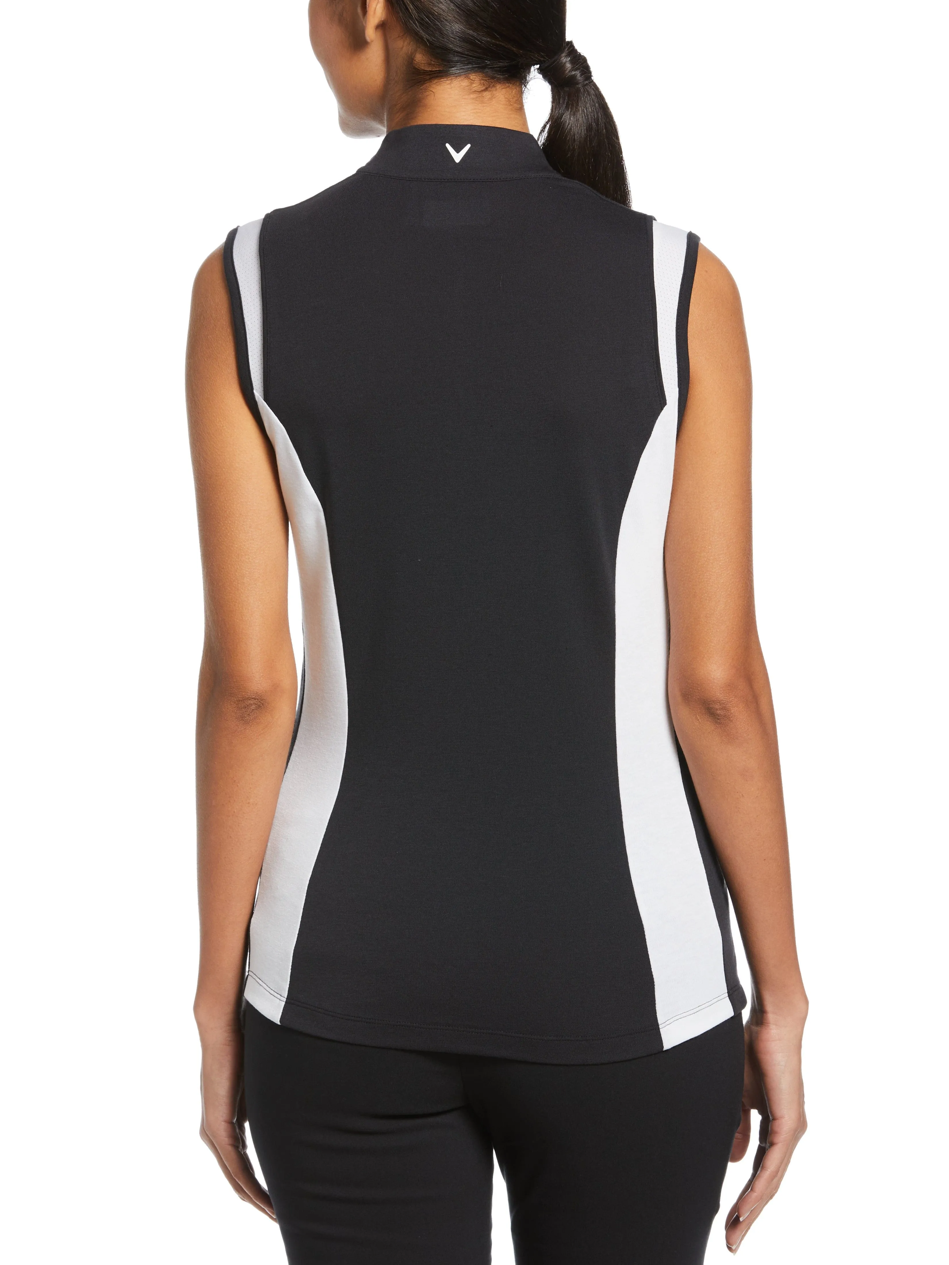Womens Color Block Snap Front Golf Polo with Mesh Top Detail