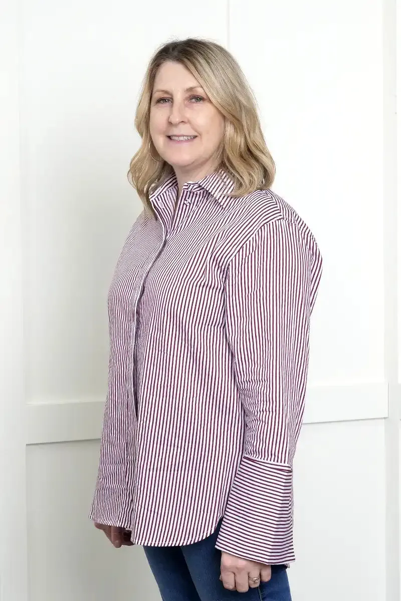 Women's Double Cuff Long Sleeve Pinstripe Shirt