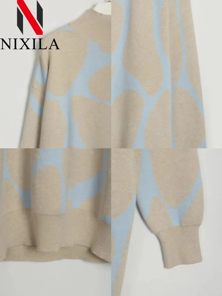 Women's Evening Party Sweater Dress Knitwear Long Sleeves Pullover High Collar Dress