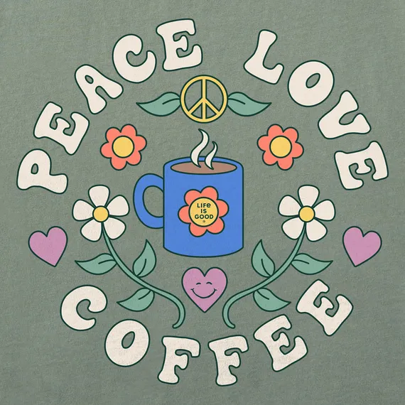 Women's Groovy Peace Love Coffee Crusher Tee - 115022
