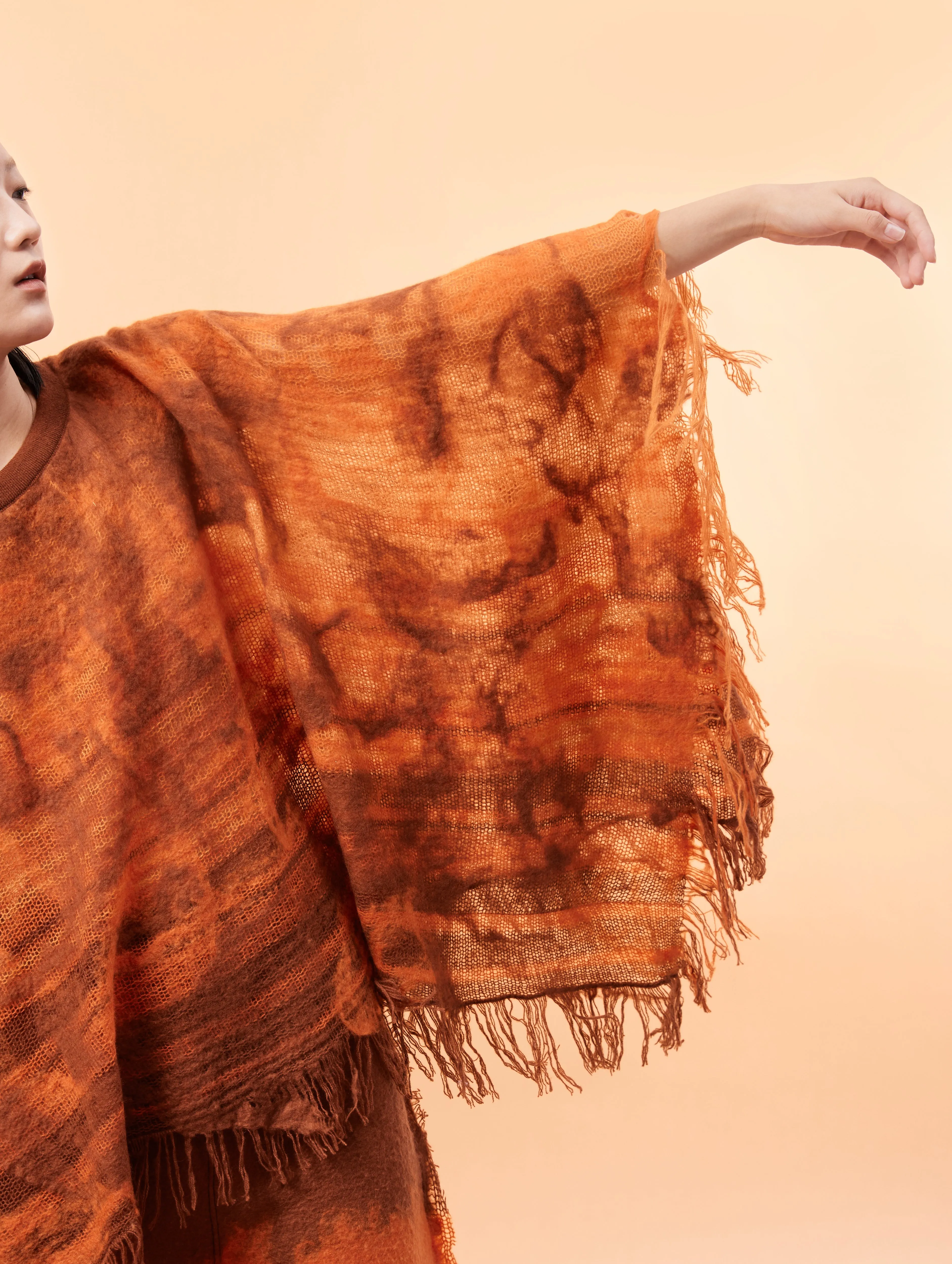 Women's handcrafted cashmere felt cloak top