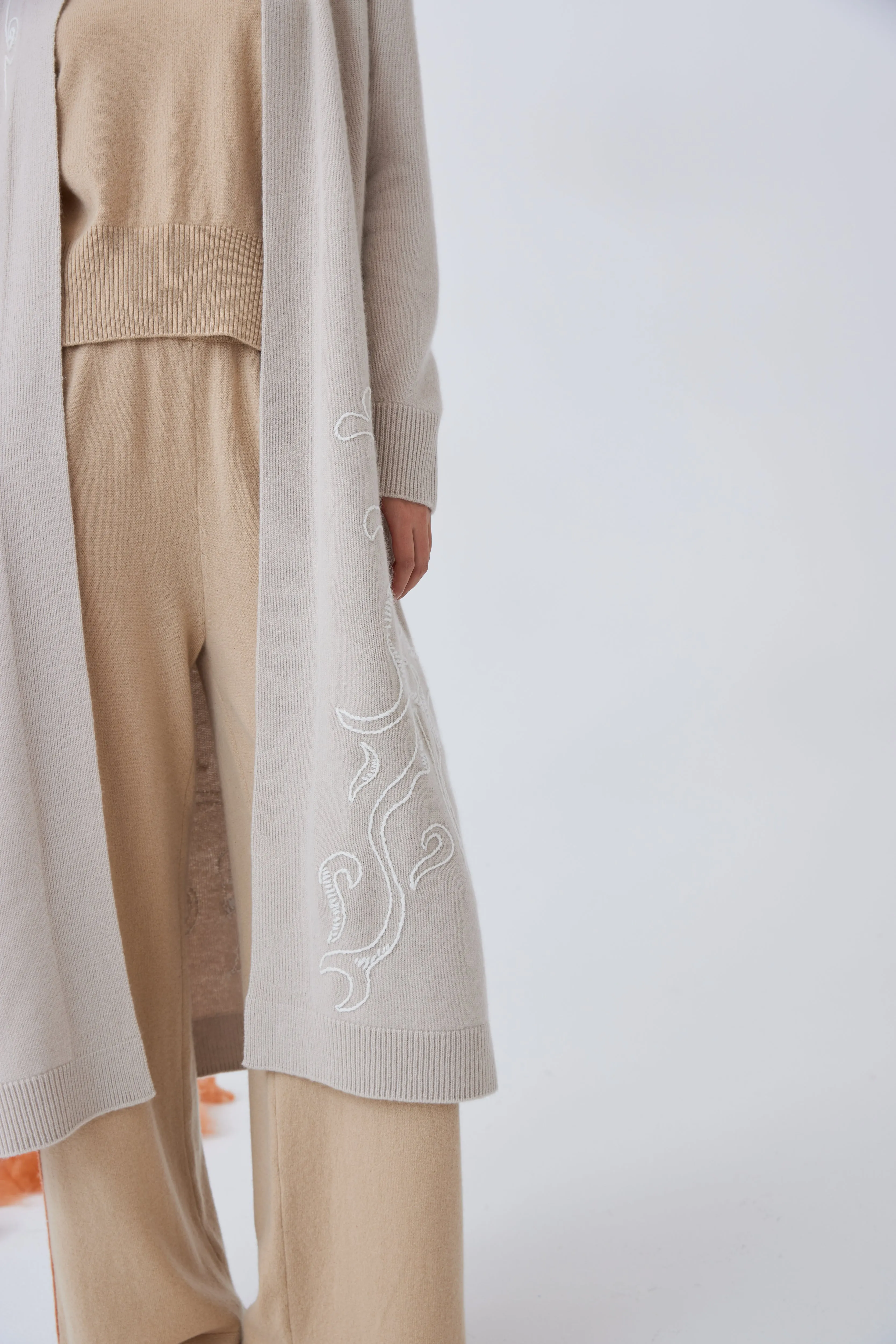 Women's handcrafted embroidered long cardigan
