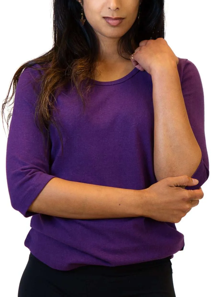 Women's Hemp Shirt - Scoop Collar 3/4 Sleeve