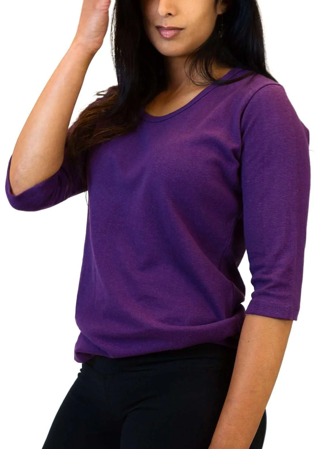 Women's Hemp Shirt - Scoop Collar 3/4 Sleeve