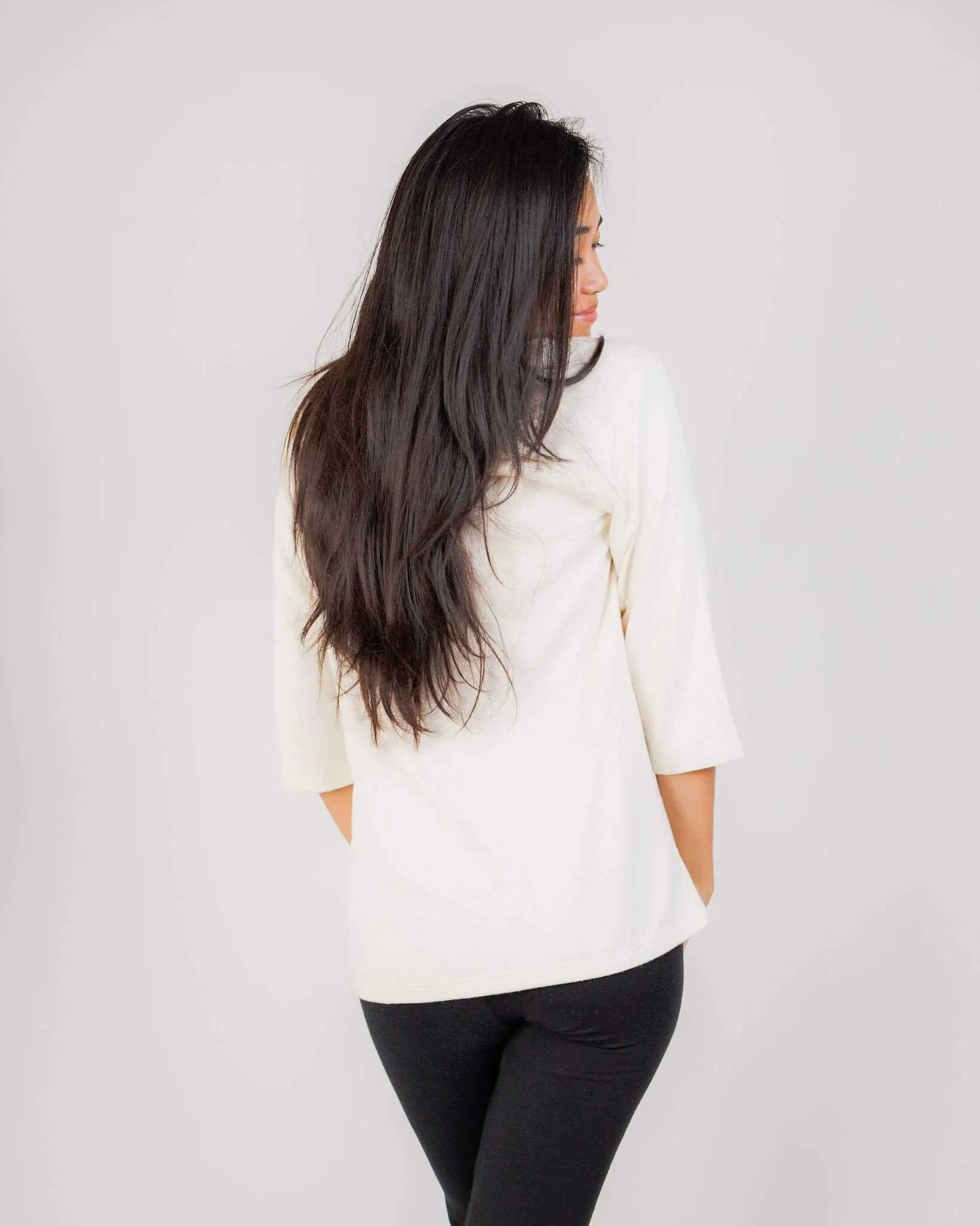 Women's Hemp Shirt - Scoop Collar 3/4 Sleeve