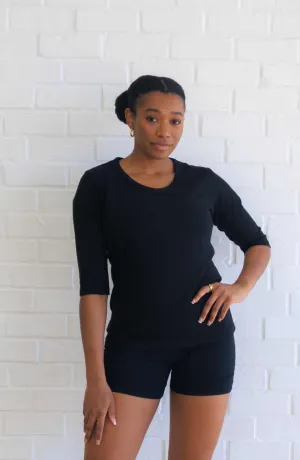 Women's Hemp Shirt - Scoop Collar 3/4 Sleeve