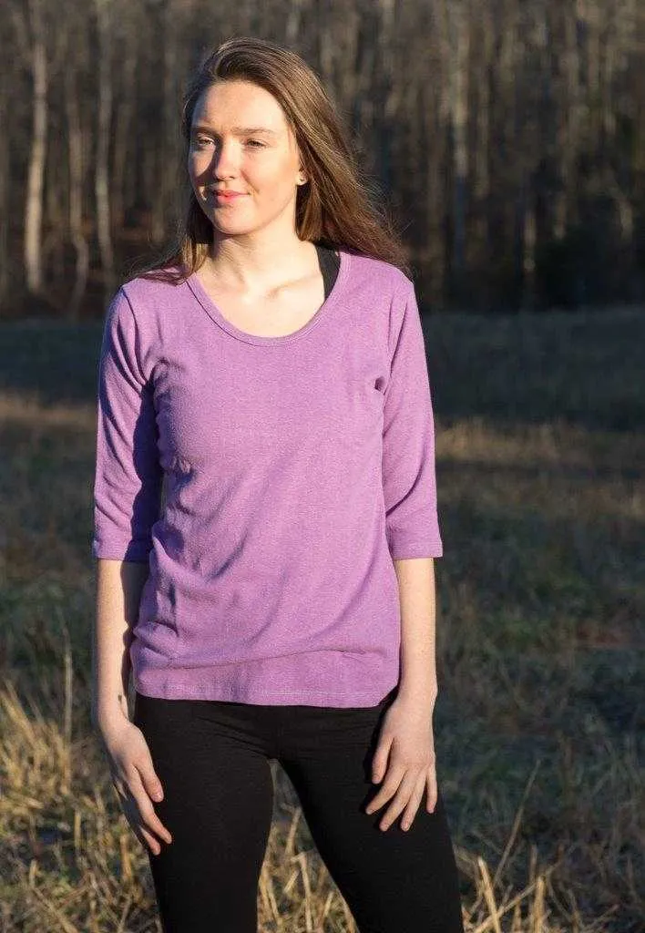 Women's Hemp Shirt - Scoop Collar 3/4 Sleeve