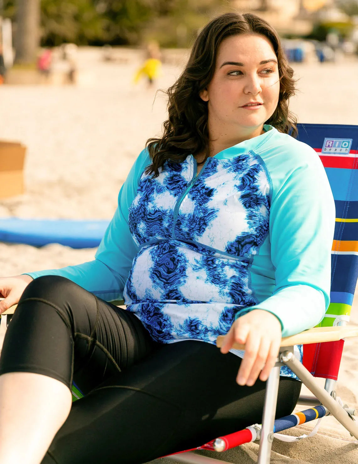 Women's Long Sleeve Quarter Zip Rash Guard (Regular & Plus Size) - Hawaii