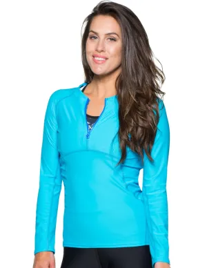 Women's Long Sleeve Quarter Zip Rash Guard (Regular & Plus Size) - Hawaii