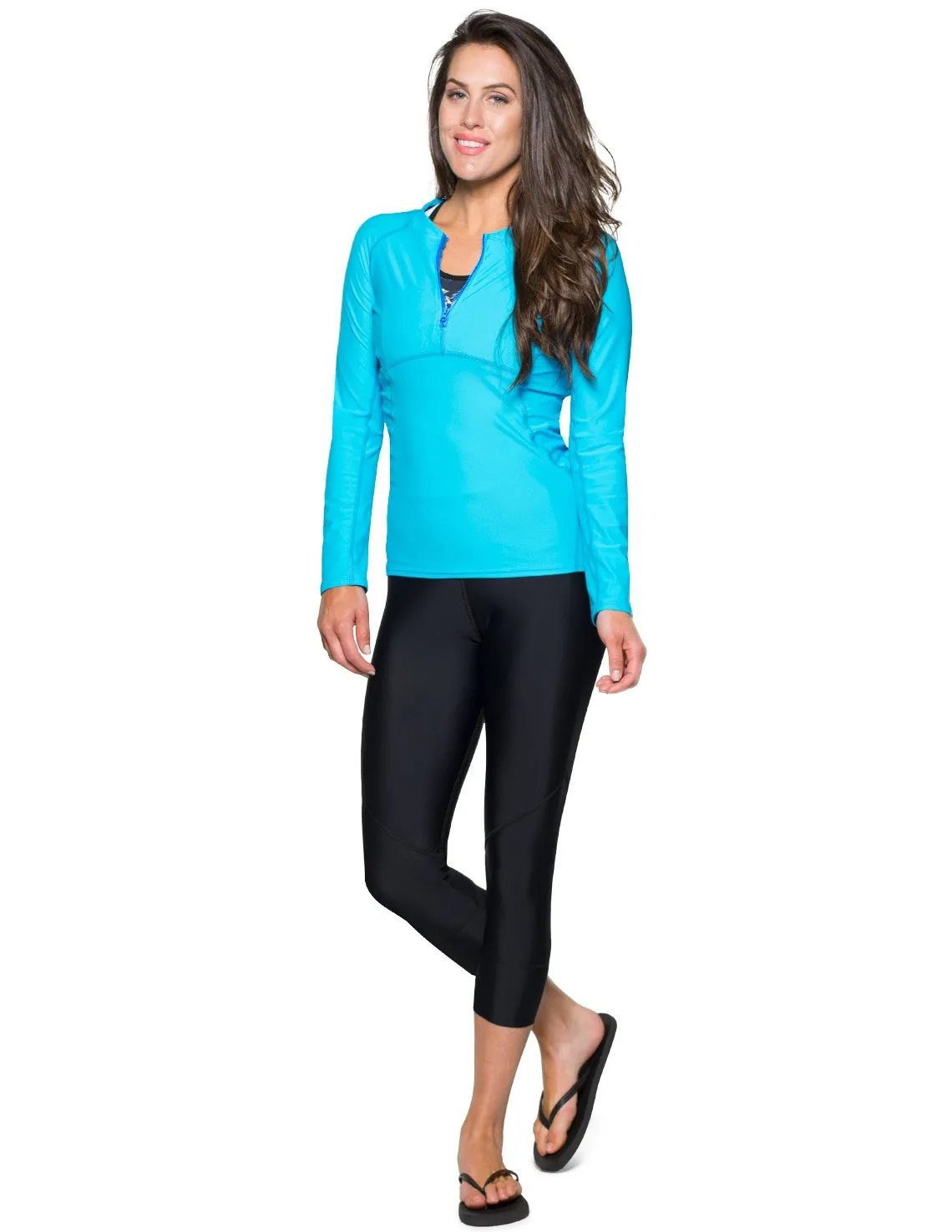 Women's Long Sleeve Quarter Zip Rash Guard (Regular & Plus Size) - Hawaii
