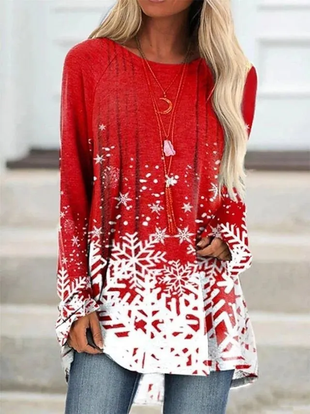 Women's Long Sleeve Round Neck Loose T-shirt