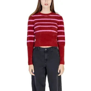Women's Red Striped Round Neck Sweater