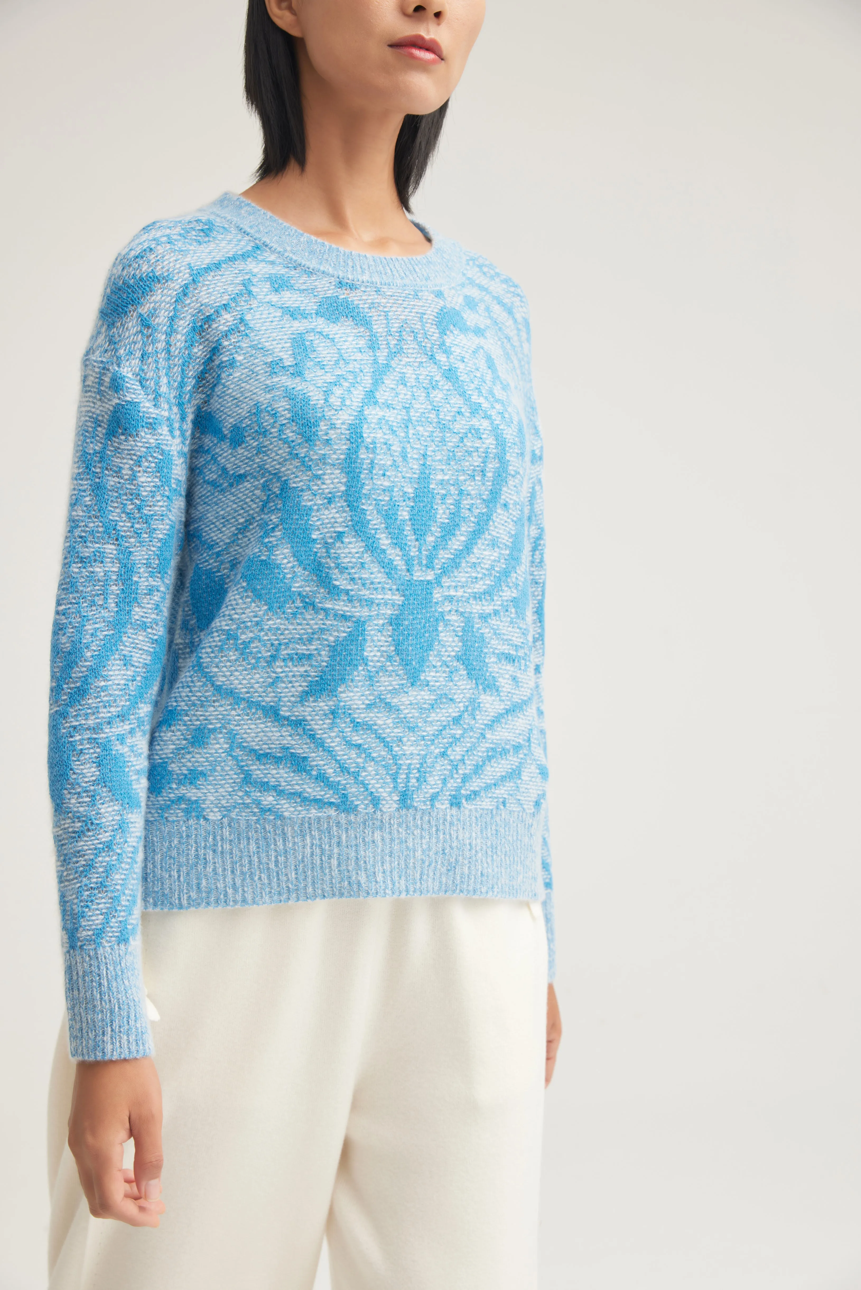 Women's screw neck silk-cashmere jumper