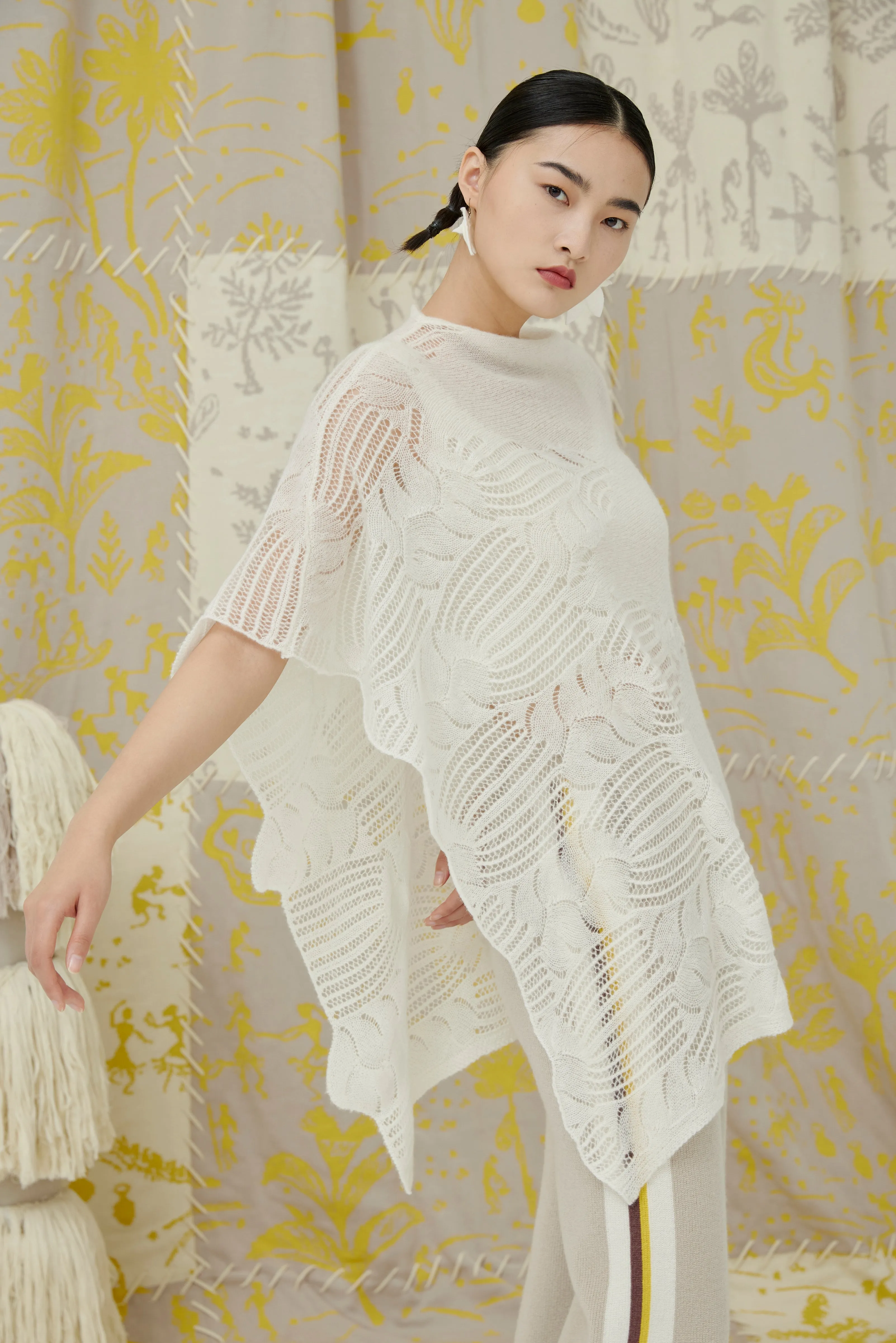 Women's silk-cashmere cloak shawl