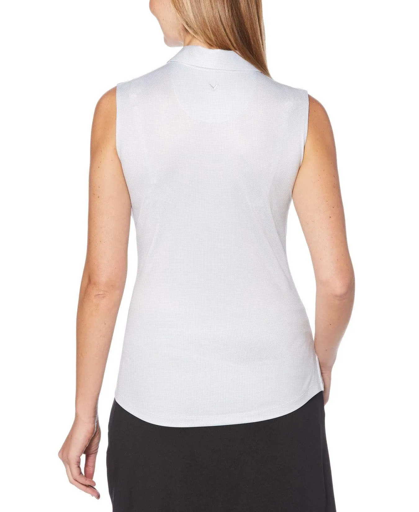 Womens Sleeveless Gingham Printed Polo