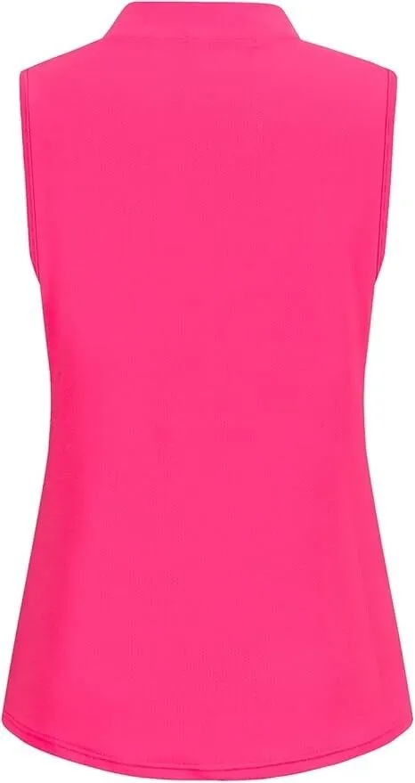 Women's Sleeveless Golf Polo Shirts Lightweight Tennis Sport Tops, Rose Red, S