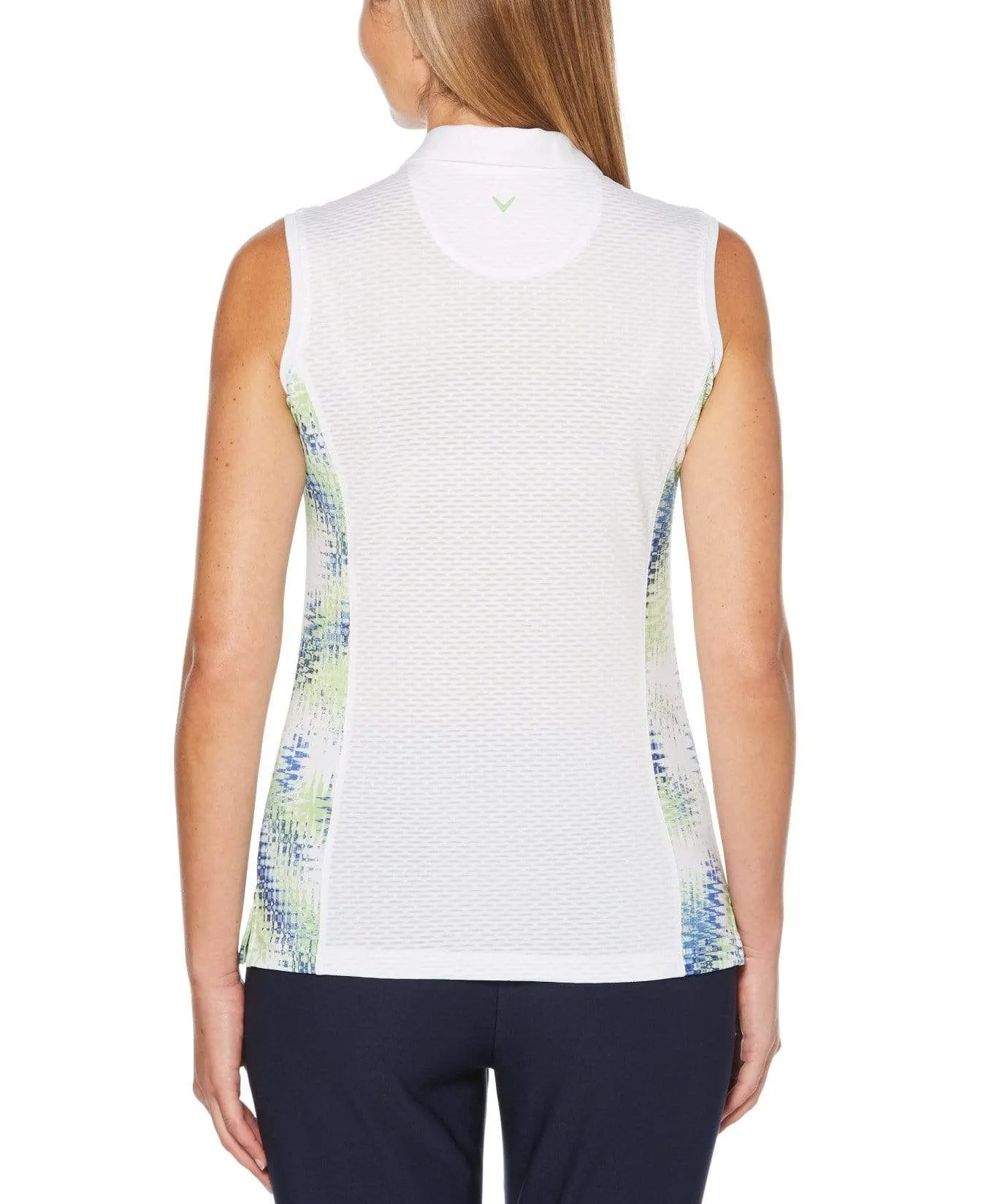 Womens Sleeveless Printed Polo