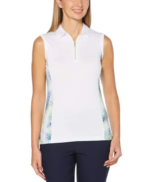 Womens Sleeveless Printed Polo